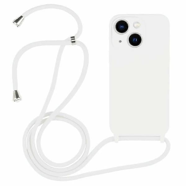 För Iphone 13 Crossbody Lanyard Liquid Silicone Case (sandrosa)