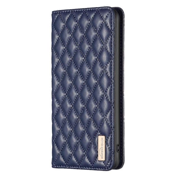 Til Samsung Galaxy A41 Diamond Lattice Magnetisk Flip-deksel i Skinn