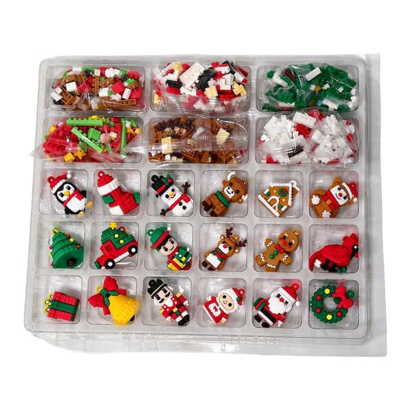 24-dages mini-byggeklods julekalender, DIY julepynt nedtællingsgave til børn og voksne