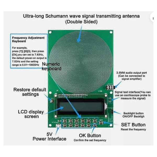 Healflux Custom Frequency Generator V2, Schumann-resonanssigeneraattori (vihreä)