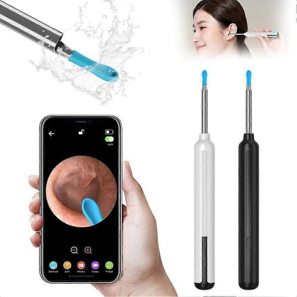 Wireless Smart Otoscope Visual Ear Cleaner Earwax Removal Tool Kit With Light Wifi Ear Endoscope For Iphone Ipad Android (Black)