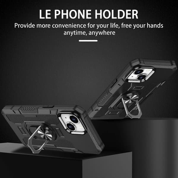 For iPhone 14 Ringholder Armor Hybrid Telefondeksel