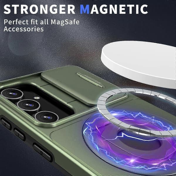 För Samsung Galaxy S22 5G Camshield MagSafe Ringhållare Armor Phone Case
