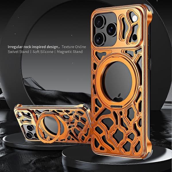Til iPhone 17 Pro Bumper Case Legering Metall Kantløst Bakdeksel med Magnetisk Støtte