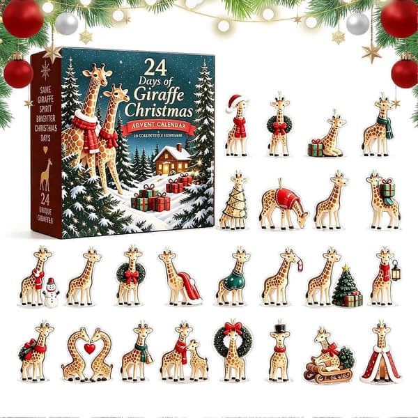 24-dages giraf-julekalender - 2D akrylfigur-nedtælling