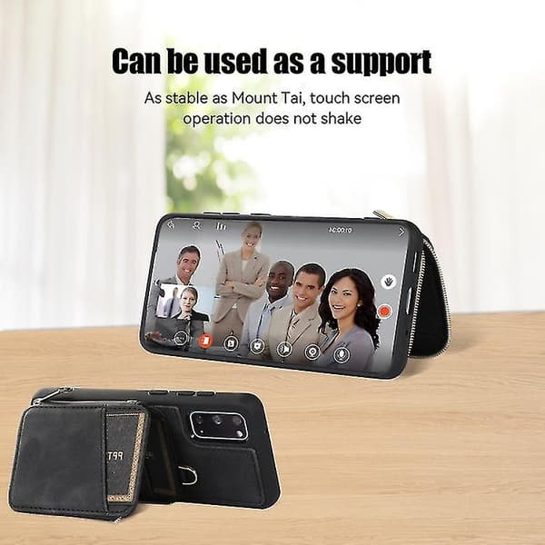 För Samsung Galaxy S20 + Blixtlåskortväska Baksida Telefonfodral