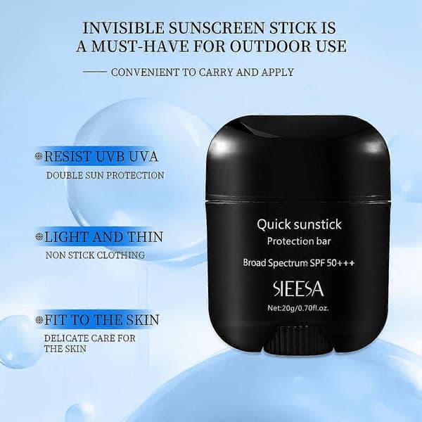 SPF50 PA++++ Sunscreen Stick, Waterproof Sweat-Resistant Sunscreen Stick Enriched With Chamomile Olive Extract, Portable Non-Greasy Sunscreen For Beauty