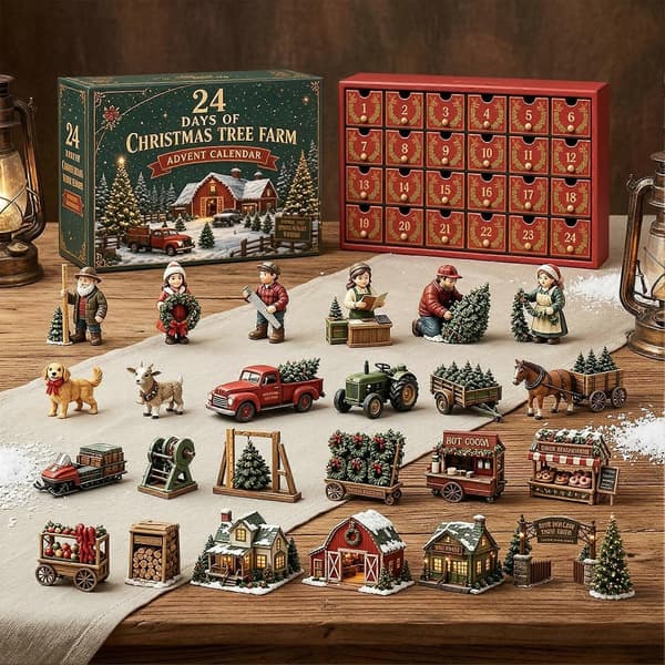 2026 Juletregård Adventskalender – 24-dagers minigårdsfigurer – for barn, samlere og vinter