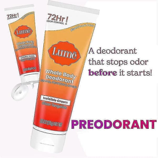 Lume Helkroppsdeodorantkräm Ren Mandarin Hudvänlig 72 timmars luktkontroll.