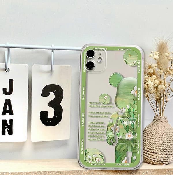 Violent Bear 3D pehmeä TPU-puhelinkotelo iPhone 13 Pro Maxille (vihreä)