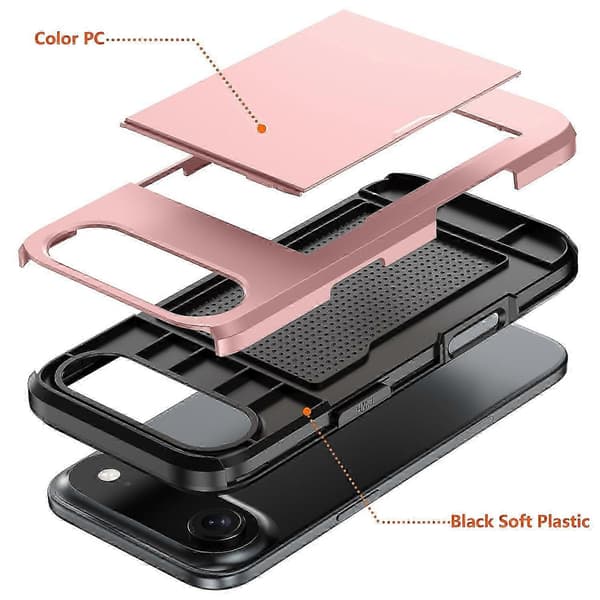 For iPhone 17 Air-deksel med kortholder TPU + PC-telefonbakdeksel - Grå