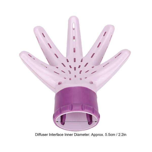 Hårtørrer diffuser professionel håndfladeformet føntørrer diffuser tilbehør til krøllet bølget hår lilla (YMMR)