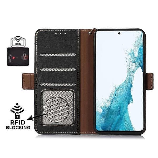 Til Samsung Galaxy A05 Side-Magnetisk TJ Ægte Læder RFID Telefonetui