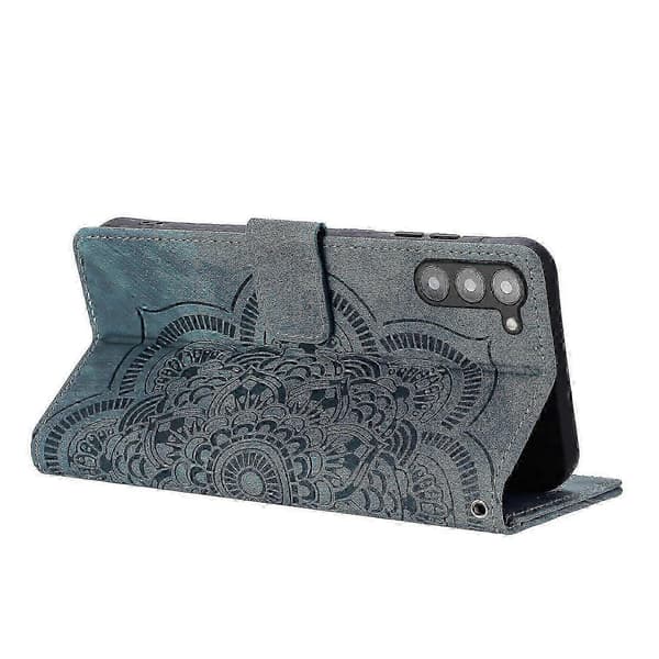 Frosted læder smartphone-etui til Mandala Emed Retro (blå, til Samsung Galaxy S23 5G)