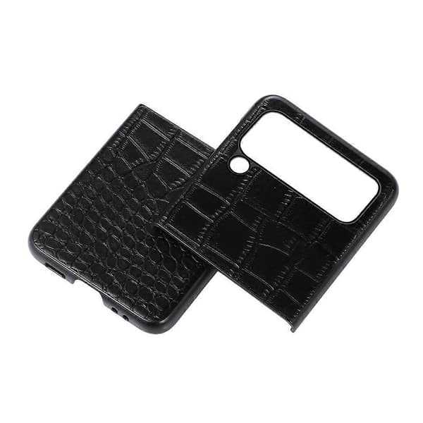 För Samsung Galaxy Z Flip4 Krokodil Top Layer Kohud Läder Telefonfodral