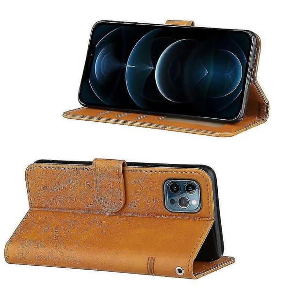 Kompatibel iPhone 13 Mini Etui Læder Folio Cover Magnetisk Premium Etui Coque - Gul