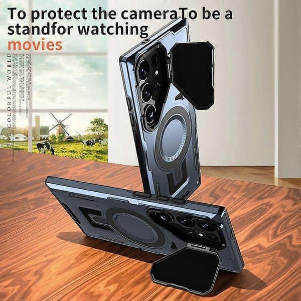 For Samsung Galaxy S23 Ultra 5G Shield Frame Holder MagSafe Phone Case