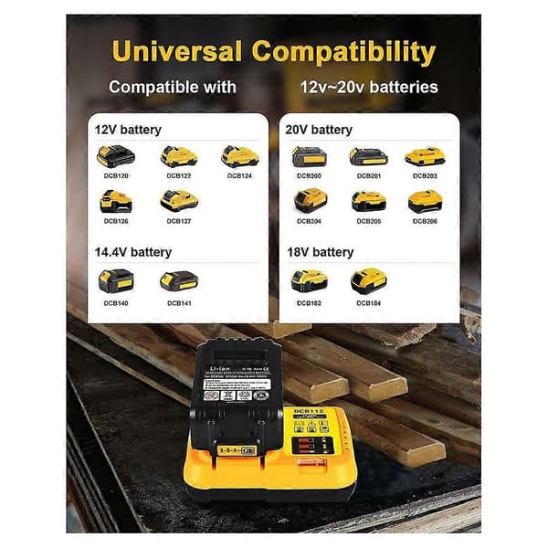 DCB112 Batterilader Erstatning for Dewalt Batterilader for Dewalt 12V 20V Maks Litiumbatteri EU-plugg