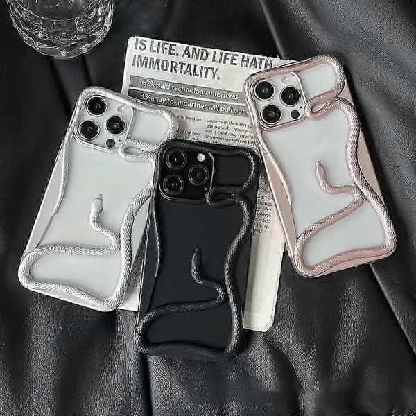 Til iPhone 16 Pro Max Bumper Case 3D Snake Hollow TPU Telefondeksel - Glansfull Vinrød 25-26