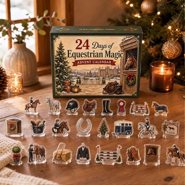 Heste-adventskalender for hesteelskere, 24 stk. akrylpynt til nedtelling til jul