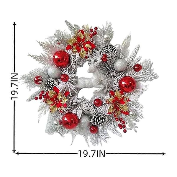 Julekrans til hoveddør Jule-rensdyrkrans med julestjerneblomst Julepynt