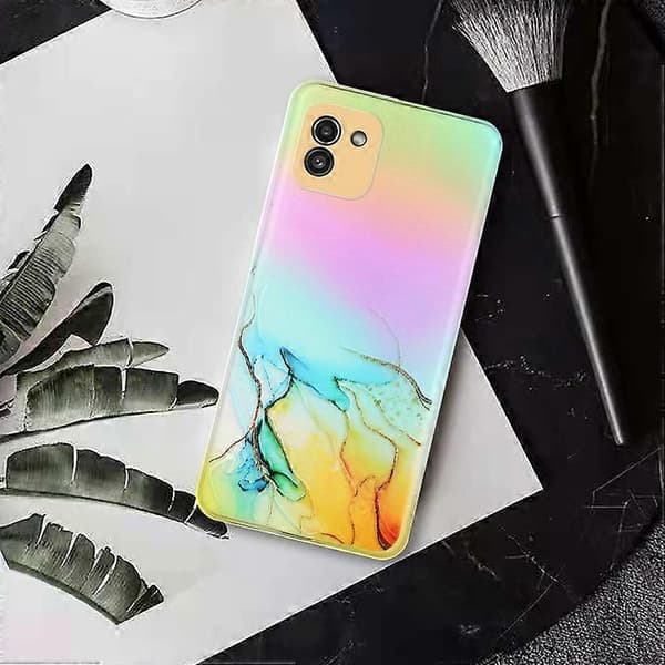 För Samsung Galaxy A03 Laser Marble Pattern Klar TPU Phone Case