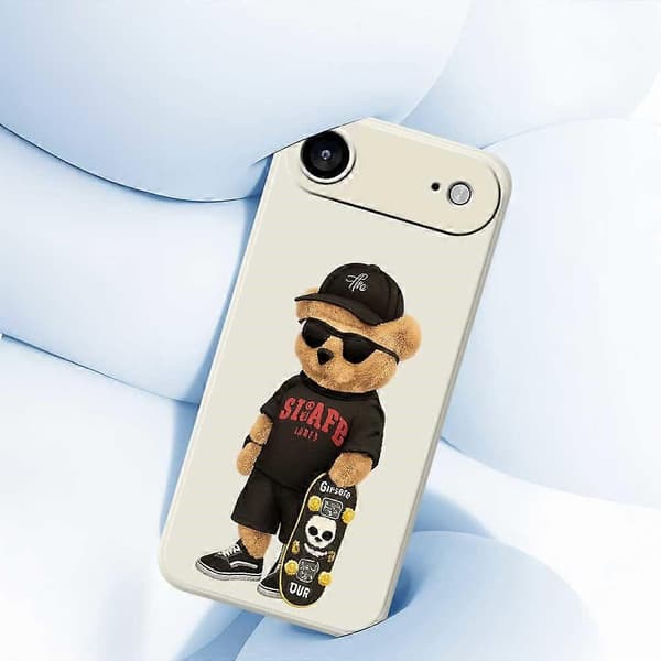 Kompatibel med iPhone 17 Air Case Cool Bear Pattern Utskrift Rett Kant TPU Telefon Bakdeksel