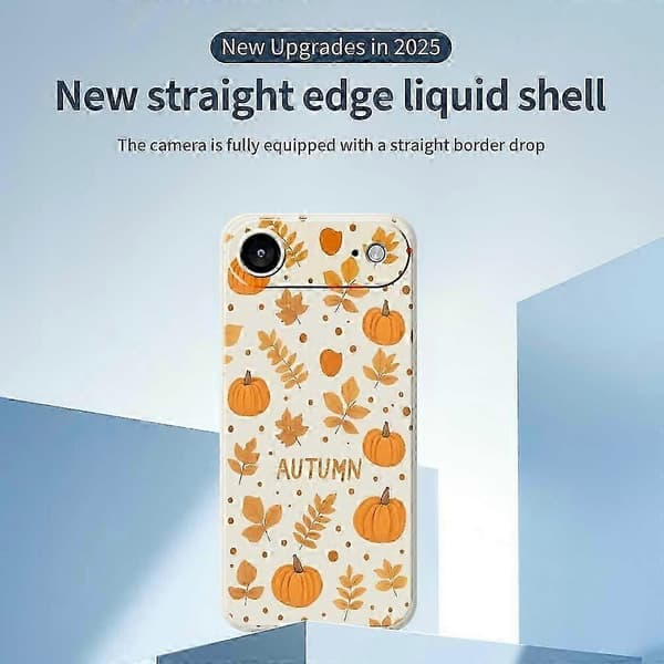 Til iPhone 17 Air Cover Efterårstema Mønstertryk Lige Kant TPU Telefon Bagcover - Beige