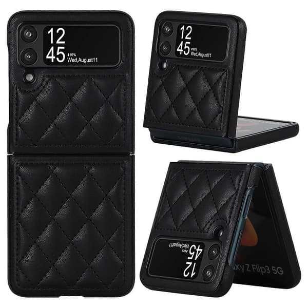 För Samsung Galaxy Z Flip3 Rhombisk Mikrofiber Vikbart Telefonfodral