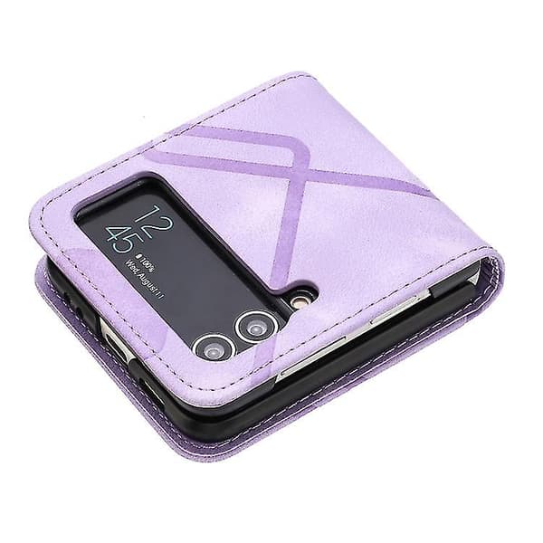 Til Samsung Galaxy Z Flip3 Line Pattern Skin Feel Leather Phone Case