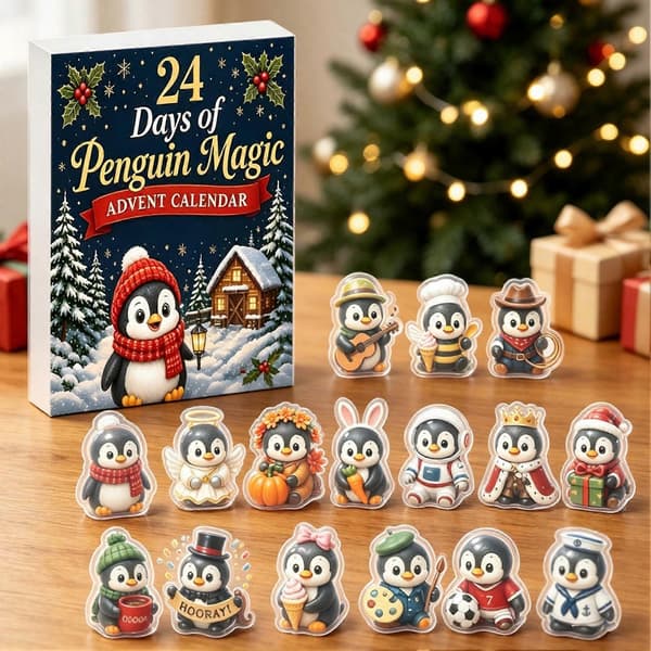 Marsvin Julekalender - 24 stk. Akryl 2D Juleoutfit-pynt