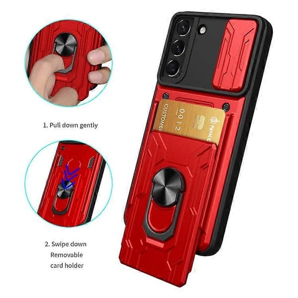 För Samsung Galaxy S22+ / S22 Plus 5G Sliding Camshield Card Phone Case