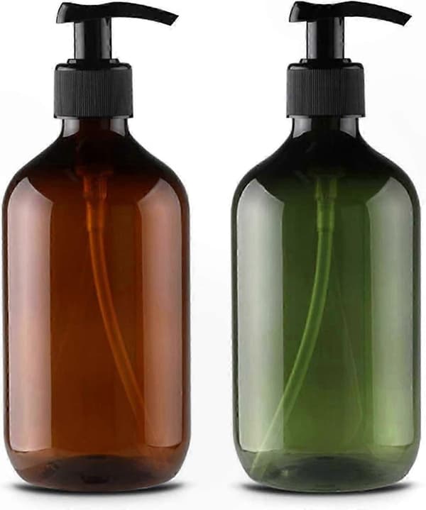 2-pack 500 ml påfyllningsbara lotionflaskor med pump, idealiska för förvaring av schampo, duschgel och kroppstvätt