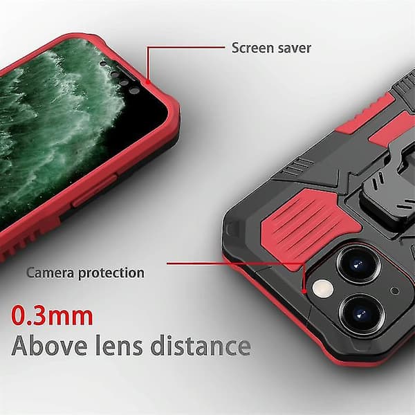 For iPhone 13 Mini Machine Armor Warrior Shockproof PC + TPU Protective Case (Black)