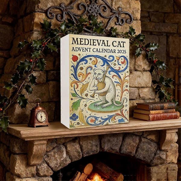 Jul 2025 Middelalder-katt adventskalender 24 dagers nedtelling til jul gaver