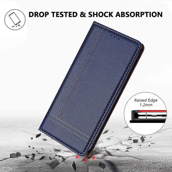 Compatible For iPhone 17 Air Case L-Shape Grid Pattern Leather Stand Phone Cover With Card Slots