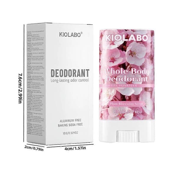 KIOLABO Helkroppsdeodorantstick - 72h Fräschhet & Plommonblomdoft