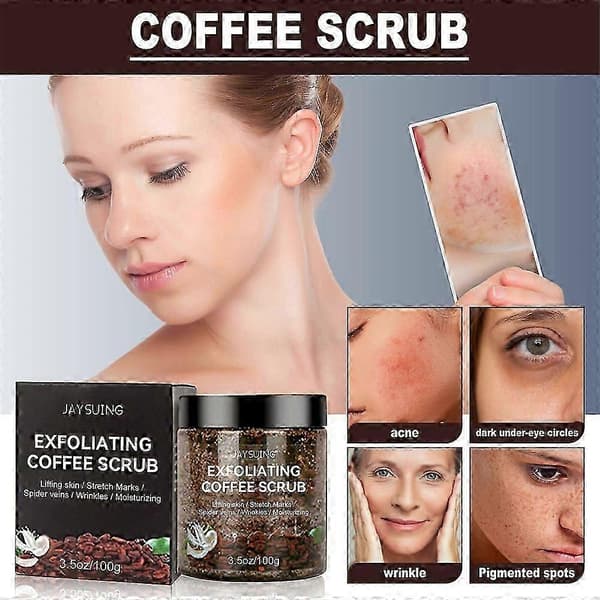 2X Kaffeskrubbe Kropsskrubbecreme Dødehavssalte Skrubbe til eksfoliering