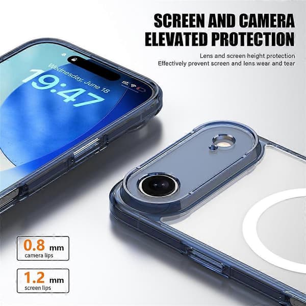 Compatible for iPhone 17 Air Case Compatible with MagSafe Precise Cutouts TPU + PC Transparent Phone Back Cover