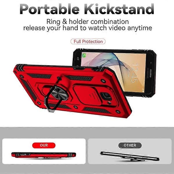 Til Samsung Galaxy J7 Prime skyvbart kameradeksel med holder