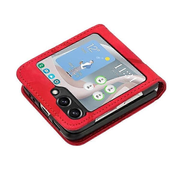 Til Samsung Galaxy Z Flip5 Line Pattern Skin Feel Læder Telefoncover