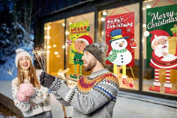 Juleflagg, julestemning, dørhengende dekorasjoner, juleflagg, flagg, julepynt