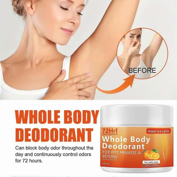 Aluminiumsfritt helkroppsdeodorant, 50g flat solid stick med ren appelsinduft - For underarmer, priv