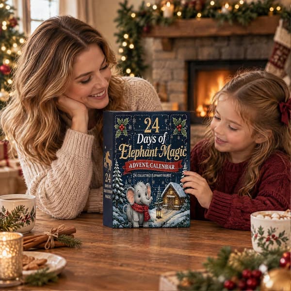 Black Horse Elephant Julekalender – 24 Akryl 2D-pynt – Gave til barn til juletreet