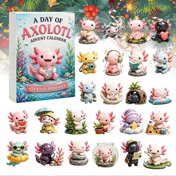 Axolotl Julekalender – 24 stk. Akryl – til juletræ børnegave
