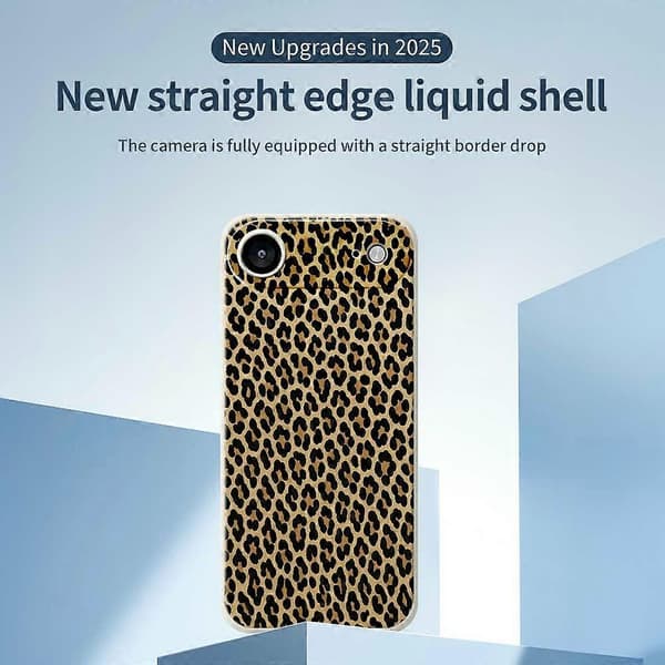 Til iPhone 17 Air Cover Leopardprint Mønster Tryk Lige Kant TPU Telefon Bagcover - Sort
