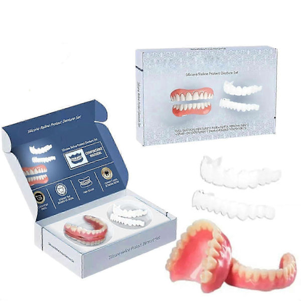 Silicone Liner Dentures Set, Silicone Dentures, Removable Denture Set (1 Set)