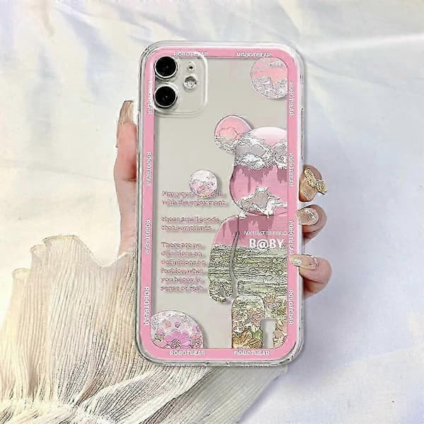 Voldelig Bjørn 3D Blødt TPU Telefoncover til iPhone 13 Pro Max (Pink)