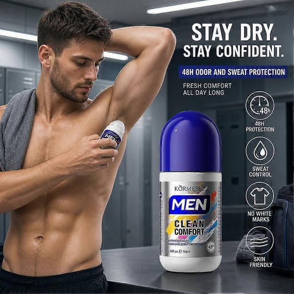 Mænds Deodorant Roll-On - 12 Botaniske Ekstrakter til Træning og Daglig Brug