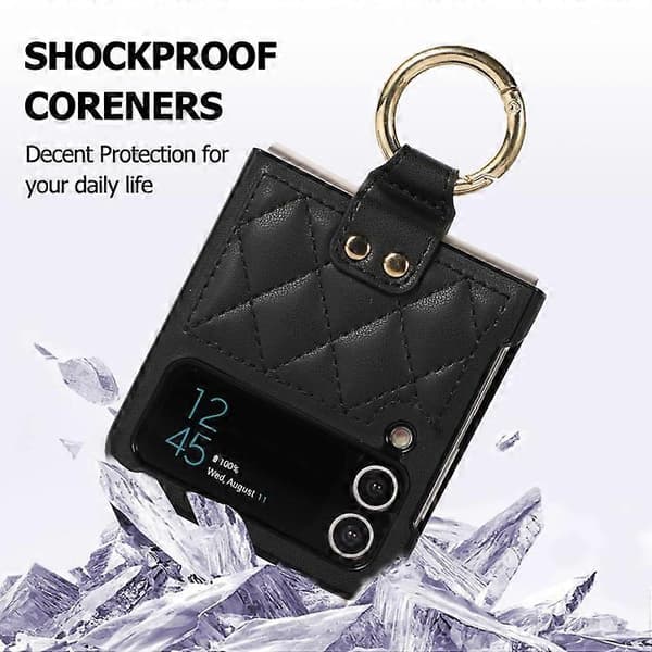Til Samsung Galaxy Z Flip4 Rhombisk Mikrofiber Sammenleggbart Telefondeksel med Ring